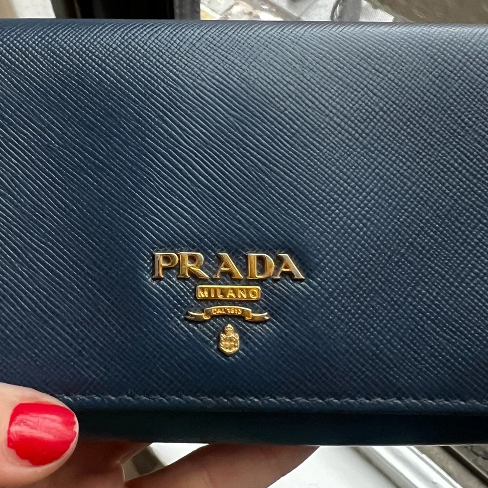 Authentic Prada Continental Wallet with Removable Card Sleeve - Navy Blue - Picture 7 of 13